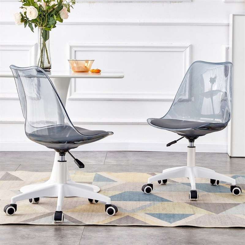 2-Piece Acrylic Office Desk Chair -Transparent-Black