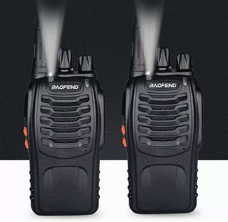 Long Range Walkie Talkies with Earpiece and LED Flashlight 2 Pack Black