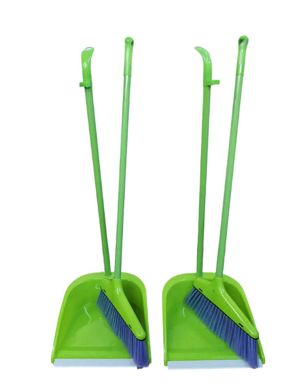 2 Pairs of Long Handle Broom and Dustpan