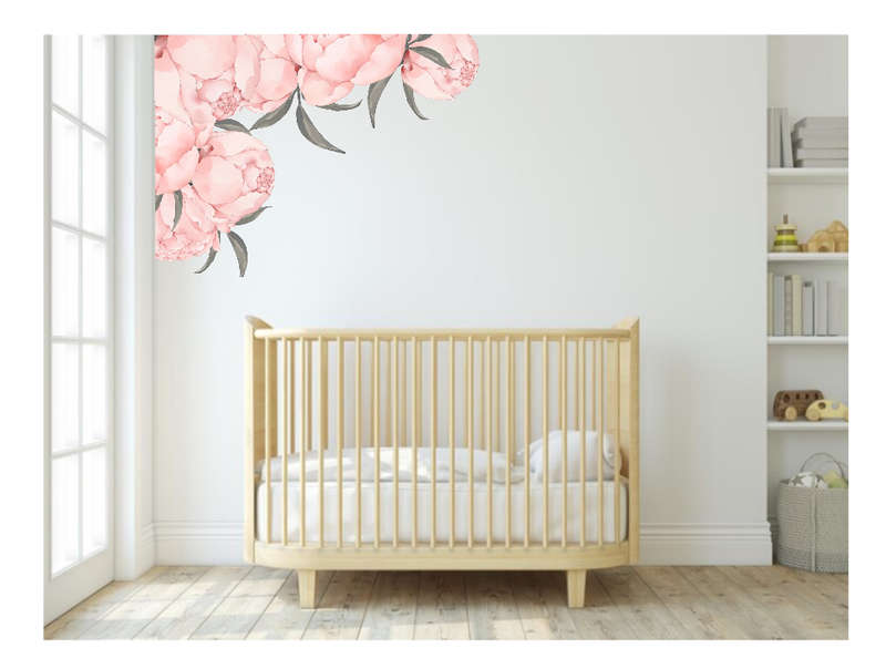 Peony Wall Vinyl Stickers  - Beautiful watercolor Peony Stickers - Self Adhesive - 4 Pieces