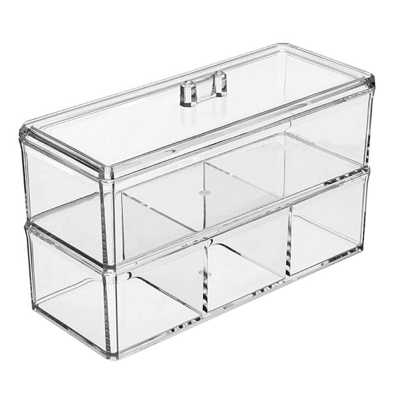 Clear Acrylic 2 Tier 4 Compartments Cosmetic Organizer