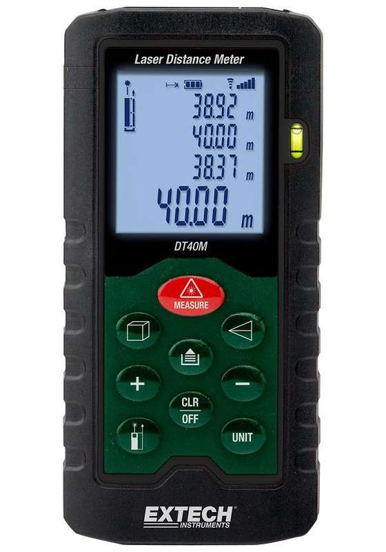 Extech (DT40M) Laser Distance Meter, 0.05m to 40m, 2mm, LCD
