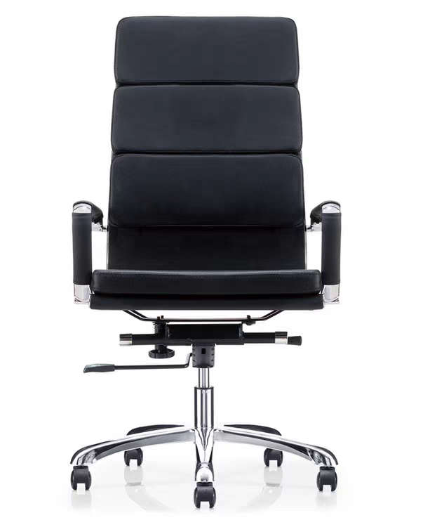 Black PU-leather rotating office chair