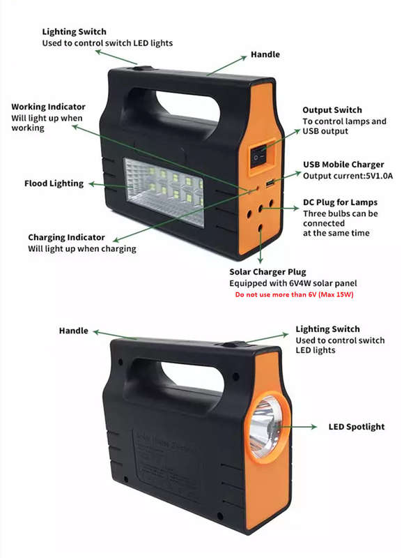 Solar Generator PowerBank USB Charging with Solar Panel - Multifunction Solar Lighting Kit