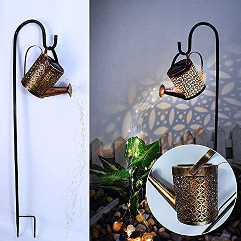 Outdoor Solar Iron Watering Can String Light Garden Light Garden Decoration