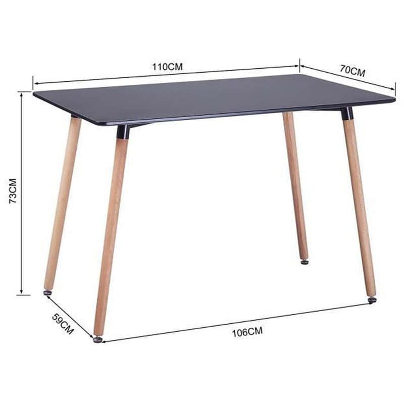 5 In 1 Nordic Design Rectangular Dining Table and Chairs (Black)