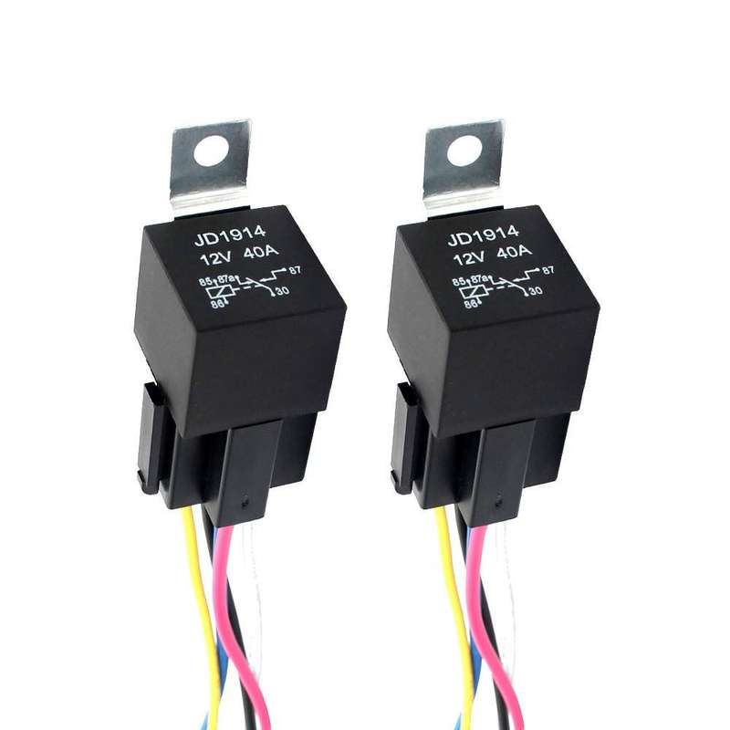 2 Pack Heavy Duty Automotive Waterproof Relay and Wiring Harness (5-PIN)