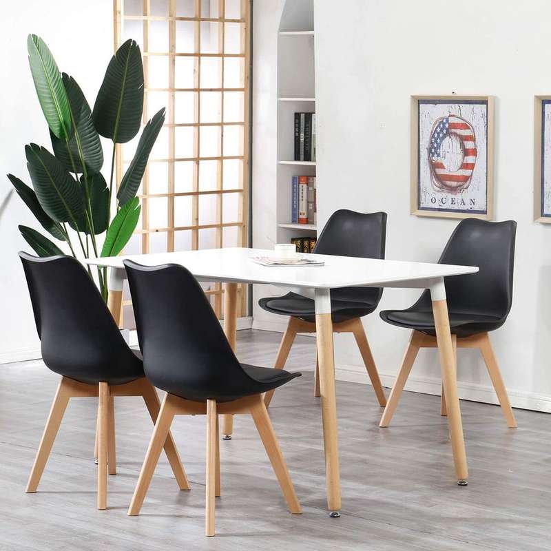 Modern and trendy padded chairs with wooden legs-8 Pack