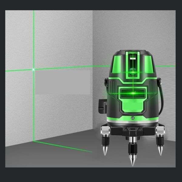 5 Line Green Cross Line Laser Self-Leveling Mapping Tool & Work Gloves