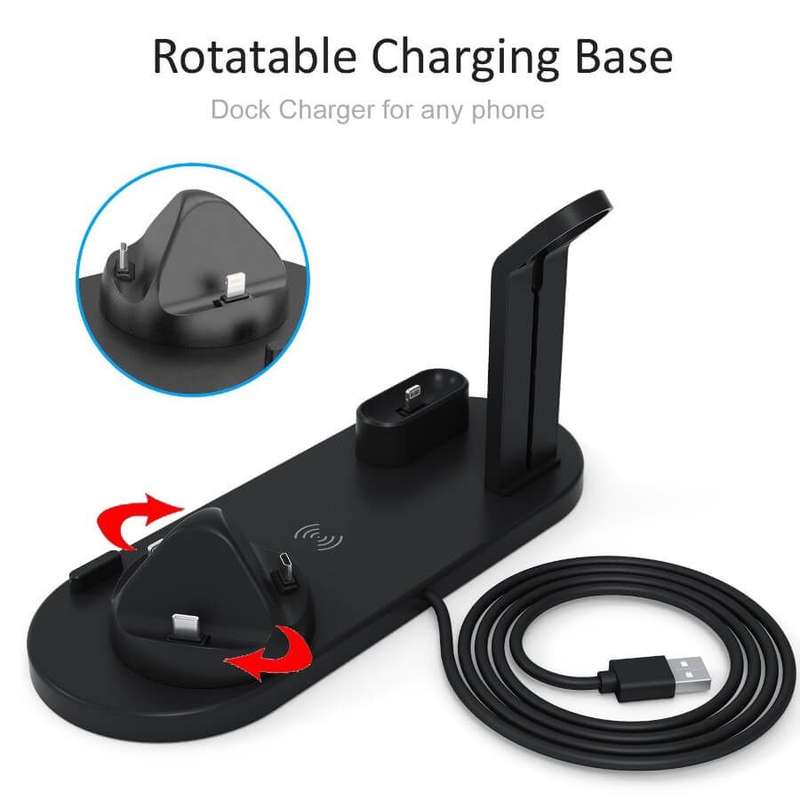 Multi-Function Charging Stand for Phones Watch Aiprpods Charger Dock - Black