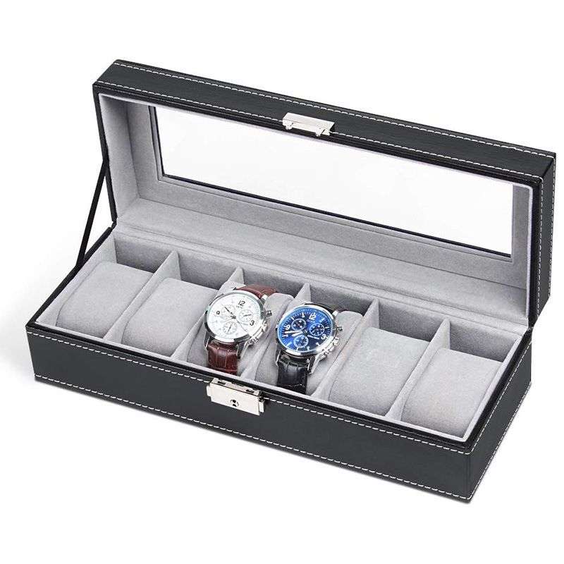 AC 6 Slot PU Leather Watch Box Display Case