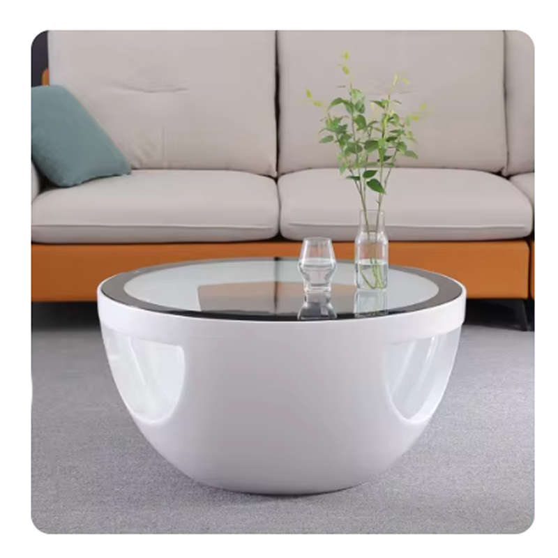 Coffee Tables - Rounded Tempered Glass Top - White