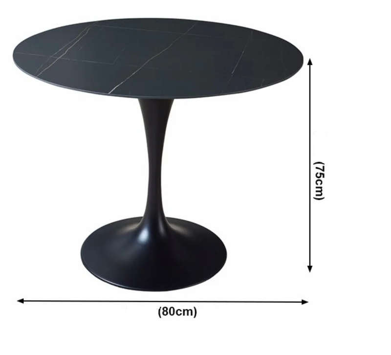 Round Dinning Table-Black/White - Black