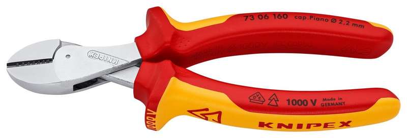 Knipex (73 06 160) Cutter, Compact, Diagonal, 160 mm, Edge, 4.8 mm