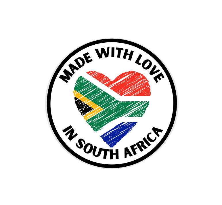 Made with Love  in South Africa Vinyl Stickers - Roll of 500 Stickers