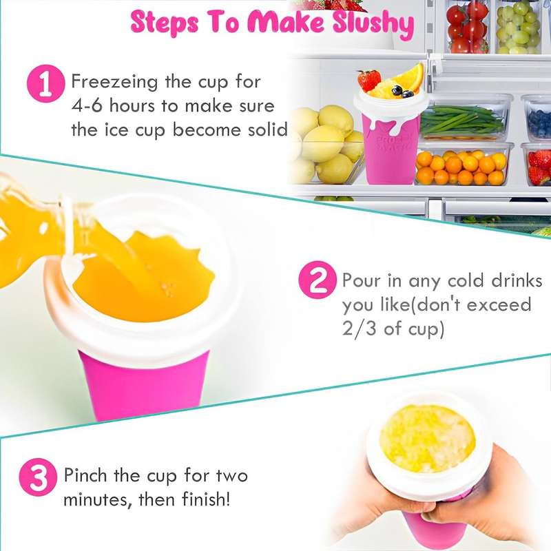 Slushy Frozen Magic Cup, DIY Portable Magic Slushy Squeeze Cup 500ML - Red, White