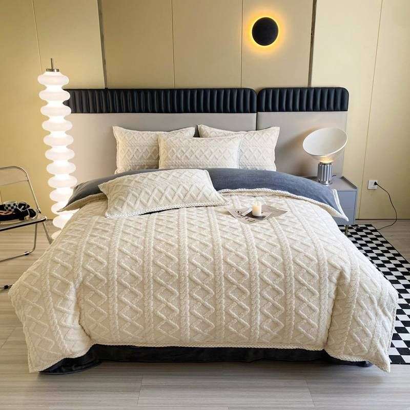 Thicken Lamb Cashmere Blanket -Double\Queen - Off-white