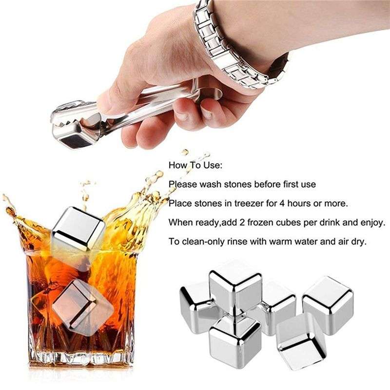Set of 8 Stainless Steel Ice Cubes For Whiskey Juice