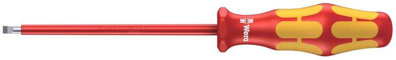 Wera (6110) Screwdriver, VDE, 100 mm Blade, 3.5 mm Tip, 181 mm Overall