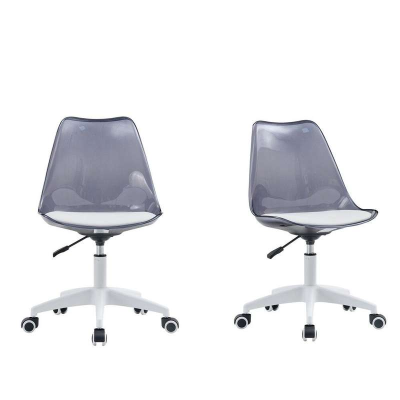 2-Piece Acrylic Office Desk Chair- Transparent, White