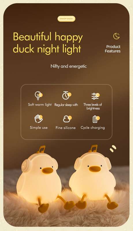 Enjoy Duck Rechargeable Dimmable Night Light Lamp with Timer