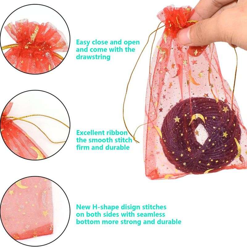 75 Piece Organza Candy Mesh Drawstring Favour Bags
