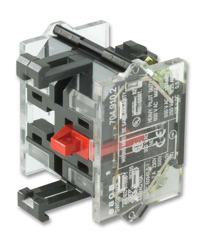 EAO (704.910.4) Contact Block, 10 A, 600 V, 2 Pole, Screw