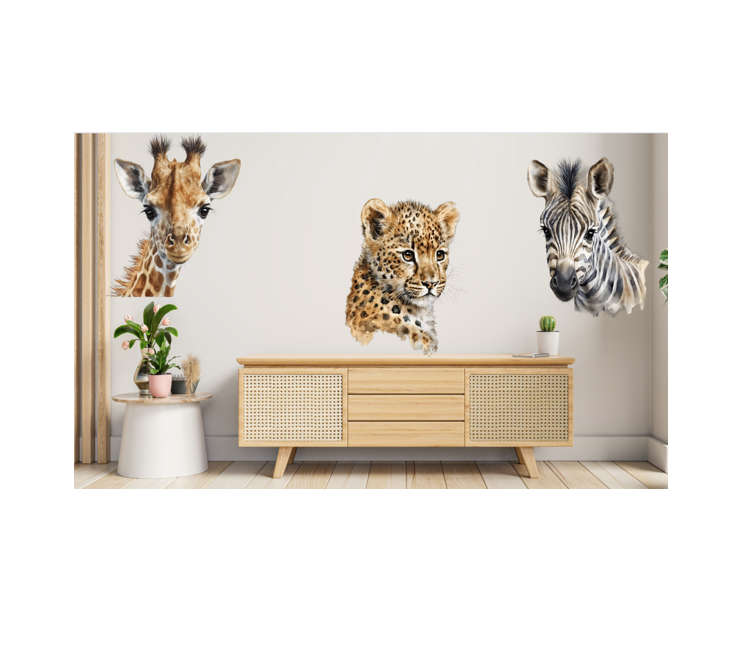Safari Wall Vinyl Stickers - Pack of 3