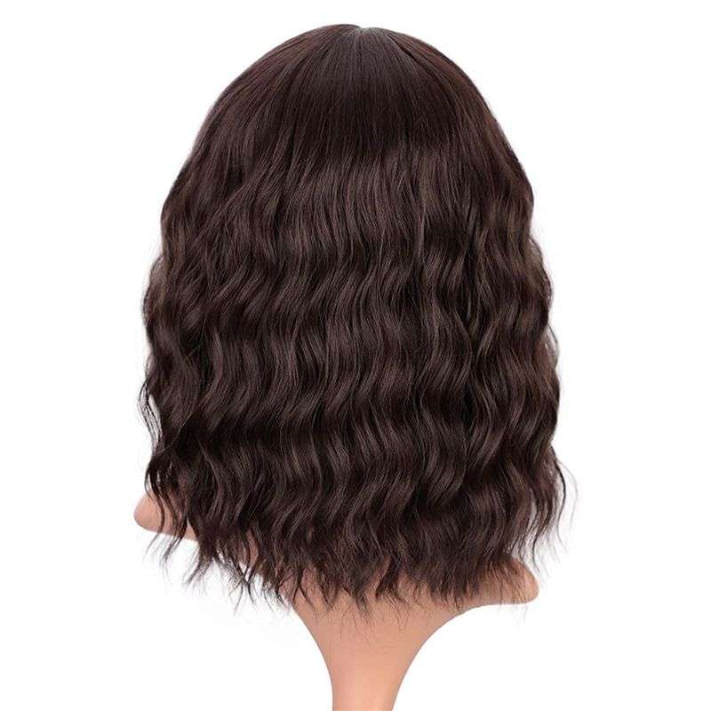 14inch Short Curly Wig Synthetic Shoulder Length Ombre Wigs - Brown Mixed Blonde