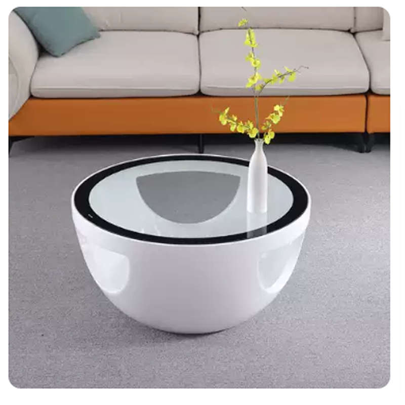 Coffee Tables - Rounded Tempered Glass Top - White