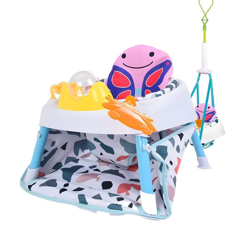 2-in-1 Baby Fitness Dining Swing Chair Activity Seat Doorway Jumper - pink butterfly