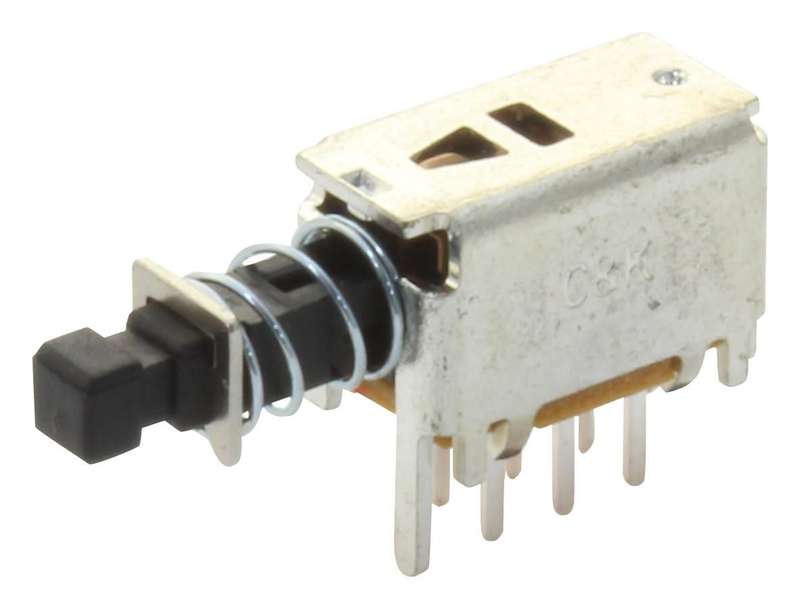C&K Components (PN22SJNA03QE) Pushbutton Switch, PN, DPDT, Off-On