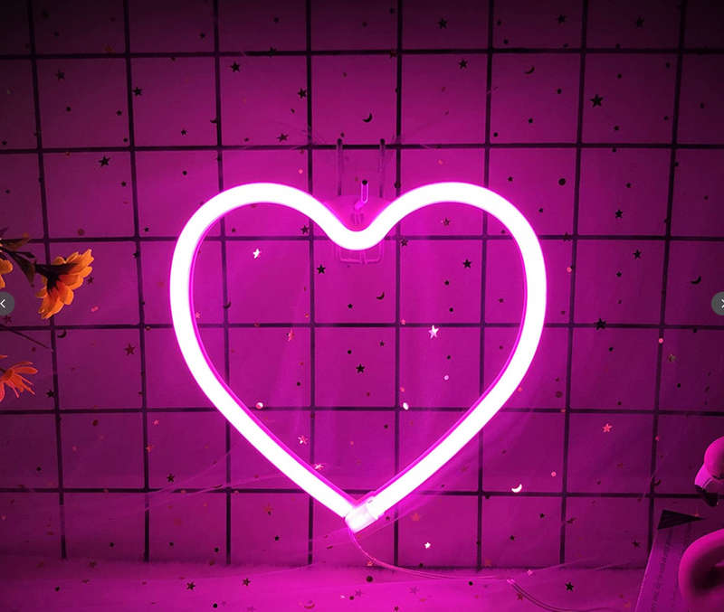 Heart Shape Neon LED Wall Decoration Hanging Light Room Deco Desk Light