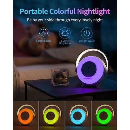 Wireless Charger RGB LED Flashing light Desk Lamp speaker