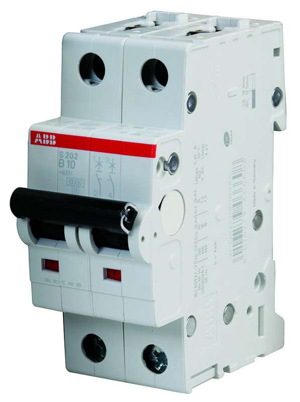 Abb (S202-B10) Thermal Magnetic Circuit Breaker, 10A, 2 Pole