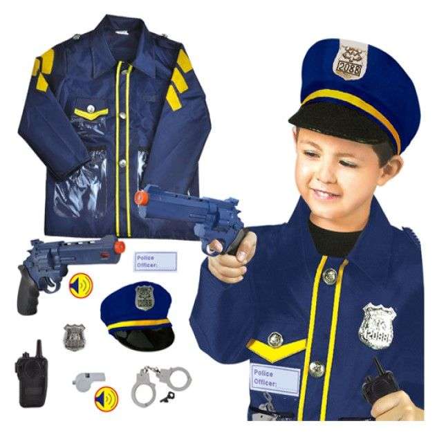 Policeman-Police Officer Uniform Costume with Hat and Accessories