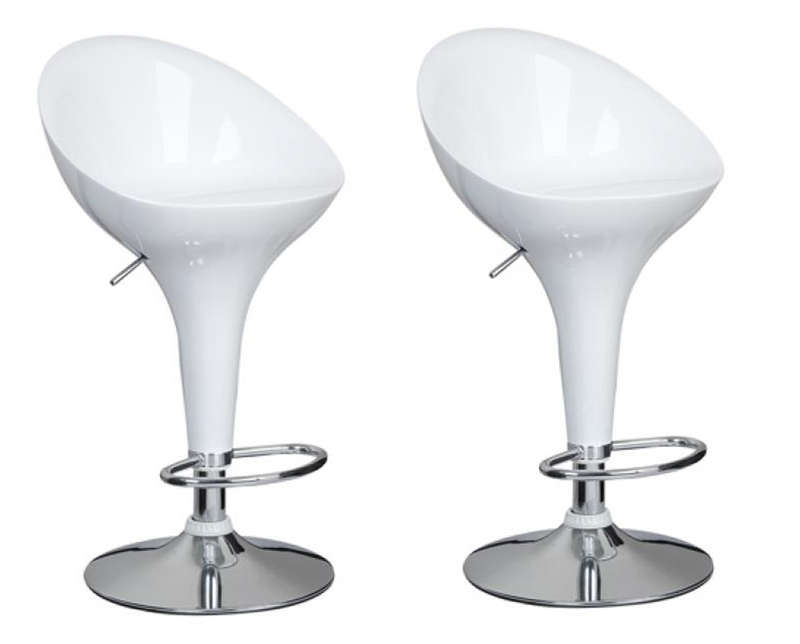 Bar Stools / Kitchen Counter Breakfast Chairs-ABS - Pack of 2  - White