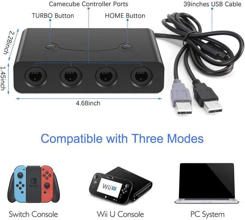 GameCube Controllers Adapter for Wii U, PC USB and Switch