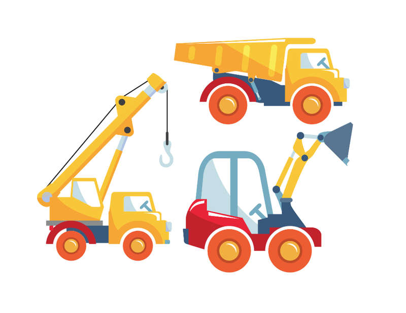 Construction Trucks Wall Vinyl Stickers - Pack of 3