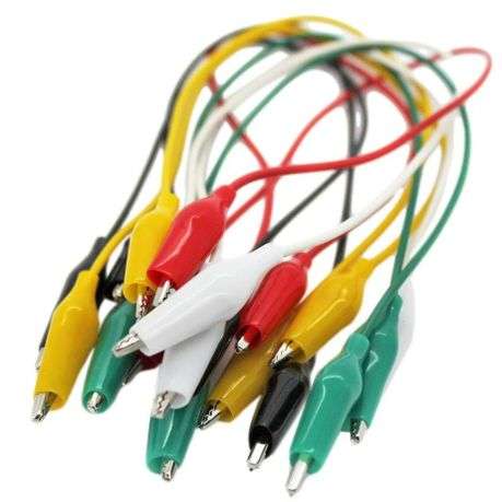 Cyberdyne Crocodile Clip Cable Set, 10-piece / 5-colour (30cm)