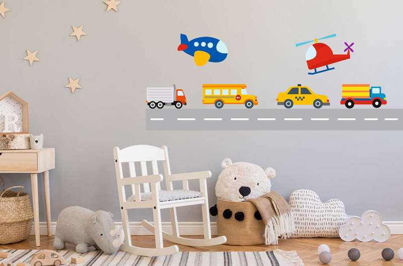 Road and Air Adventure Wall Vinyl Stickers