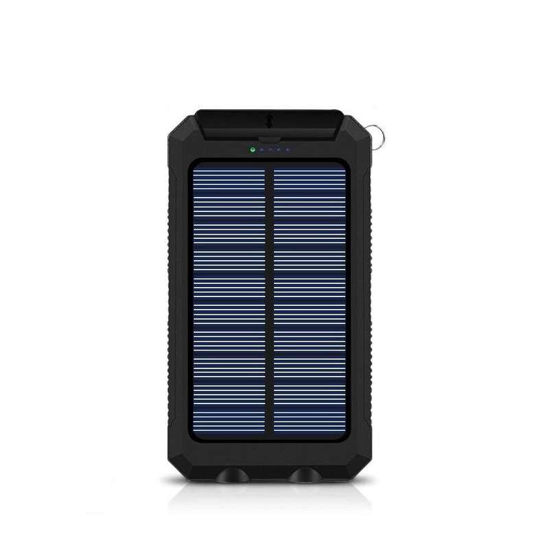 13000mAh Solar Powered Power Bank - Dual USB Output & Flashlight - Blue