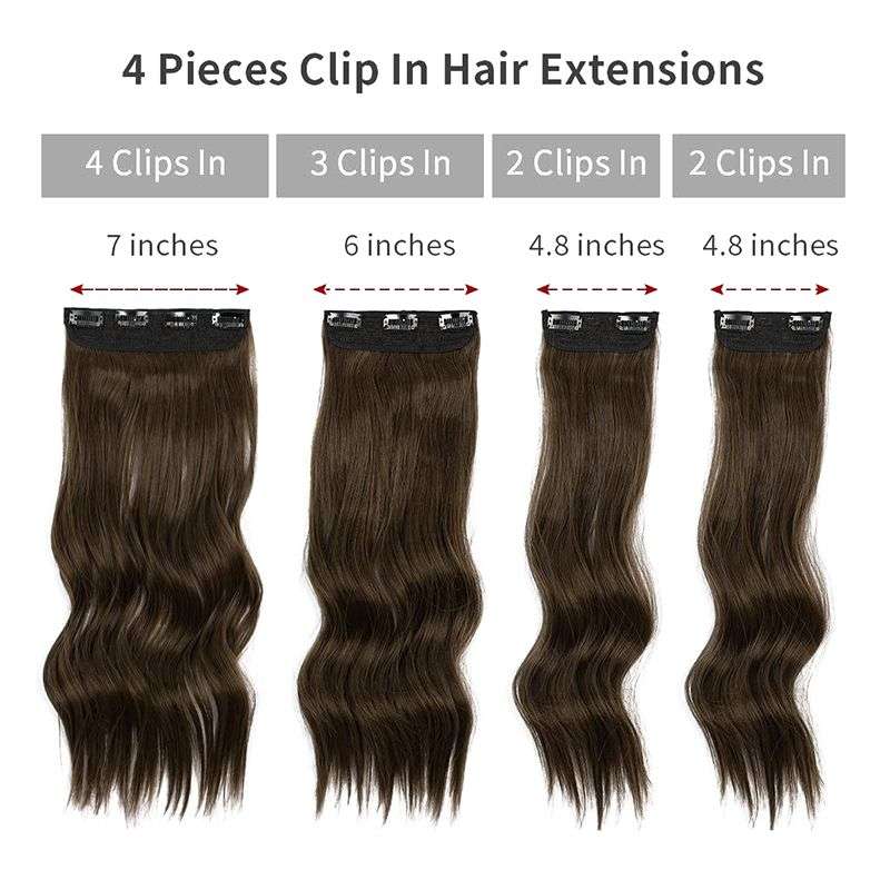 50cm Curly Wavy Long 4 PCS Set Thick Clip In On Hair Extensions - 9#