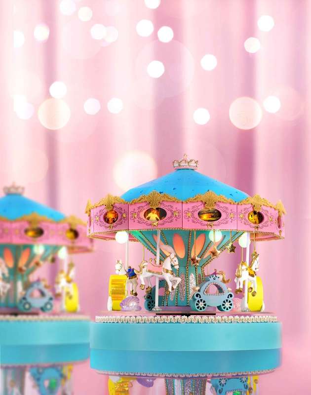 Cuteroom DIY Miniature Music Rotating House - Enchanted Carousel Music Box