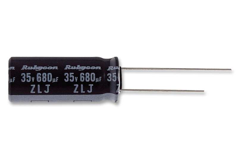 Rubycon (6.3ZLJ1000M8X16) Electrolytic Capacitor, Miniature, 1000 µF, 6.3 V