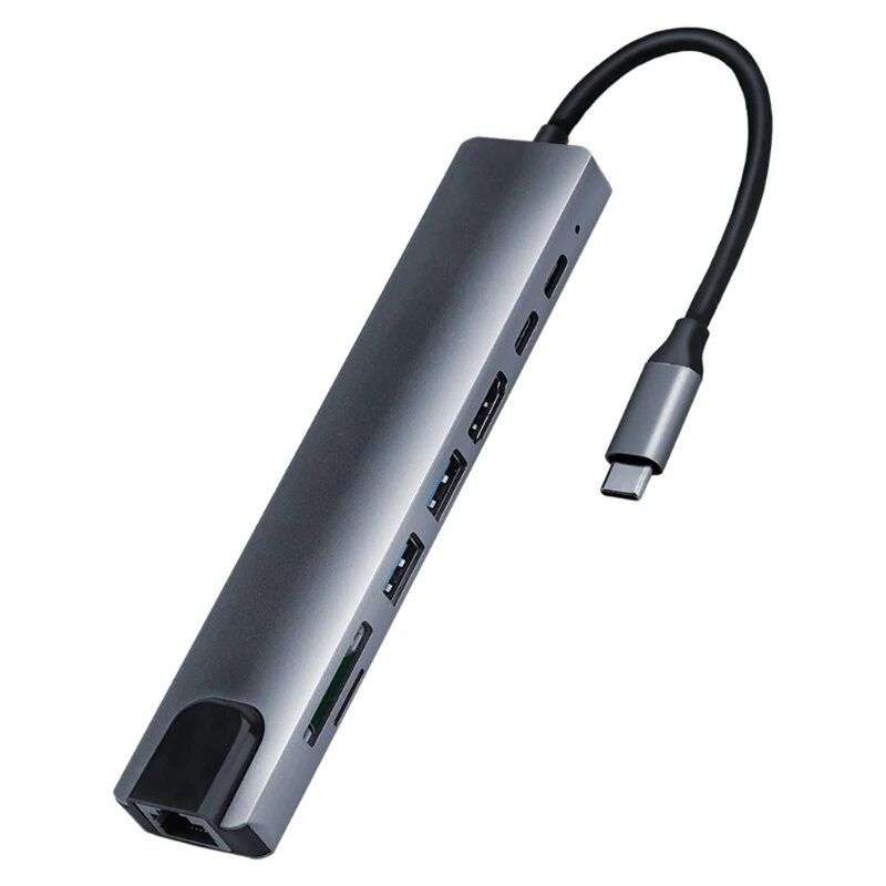 Multi-functional 8-in-1 USB-C Adapter Hub Docking Station -Type C Interface