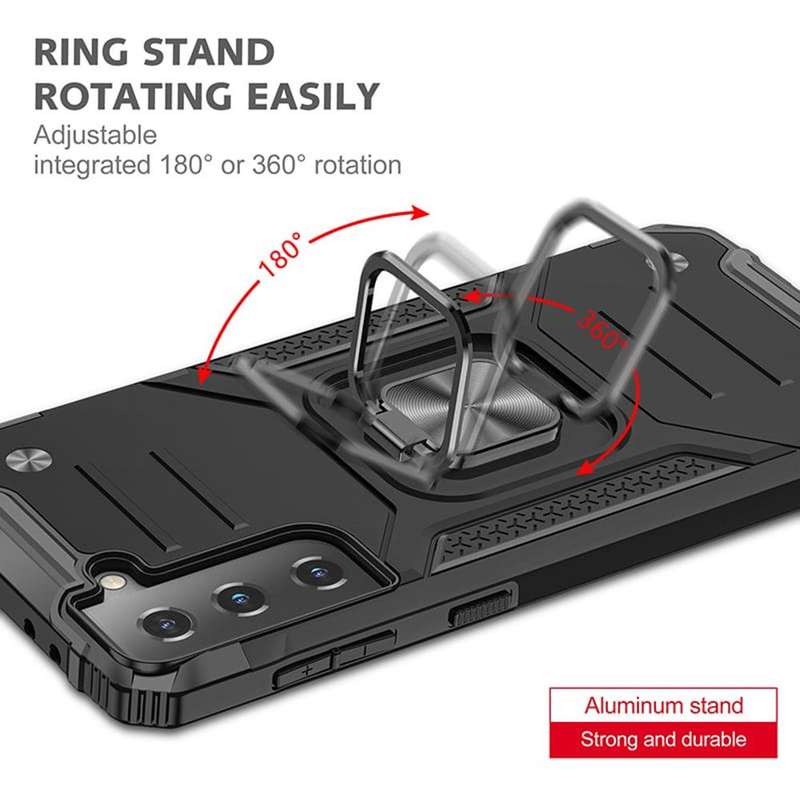 Military Grade Rugged Cover Heavy Duty Samsung S22 Cases with Metal Ring Kickstand