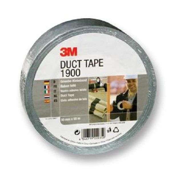 3M (1900) Duct Tape, PE (Polyethylene) Film, Silver, 48 mm x 54.9 m