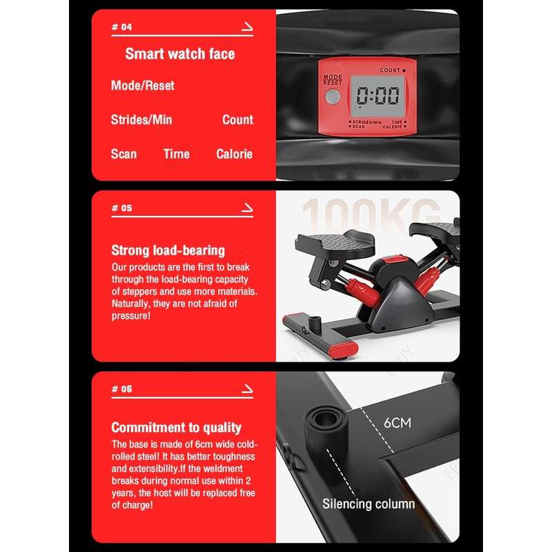 V Shape Fitness Stepper Exercising Machine With Resistance Band