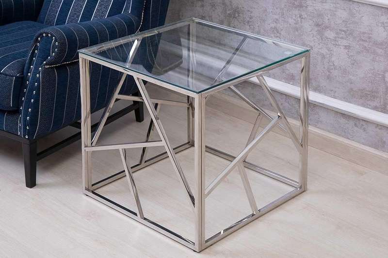 Cyprus Side/ End Table- Grey, Transparent